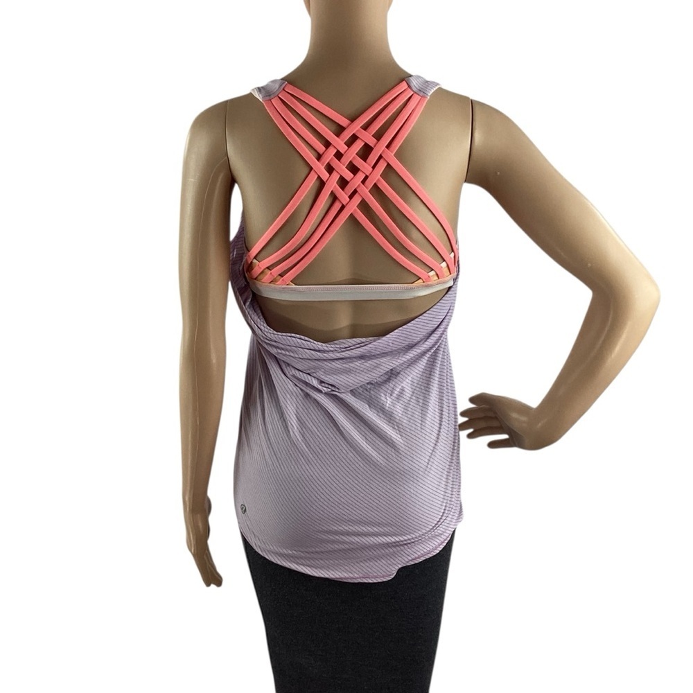 Lululemon Wild Tank Strappy Open Back Yoga Top Purple Size 2 - Picture 5 of 7